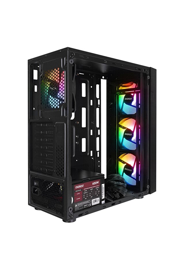 Faced V5 Mesh 600w Rgb Siyah Gaming Kasa - 3