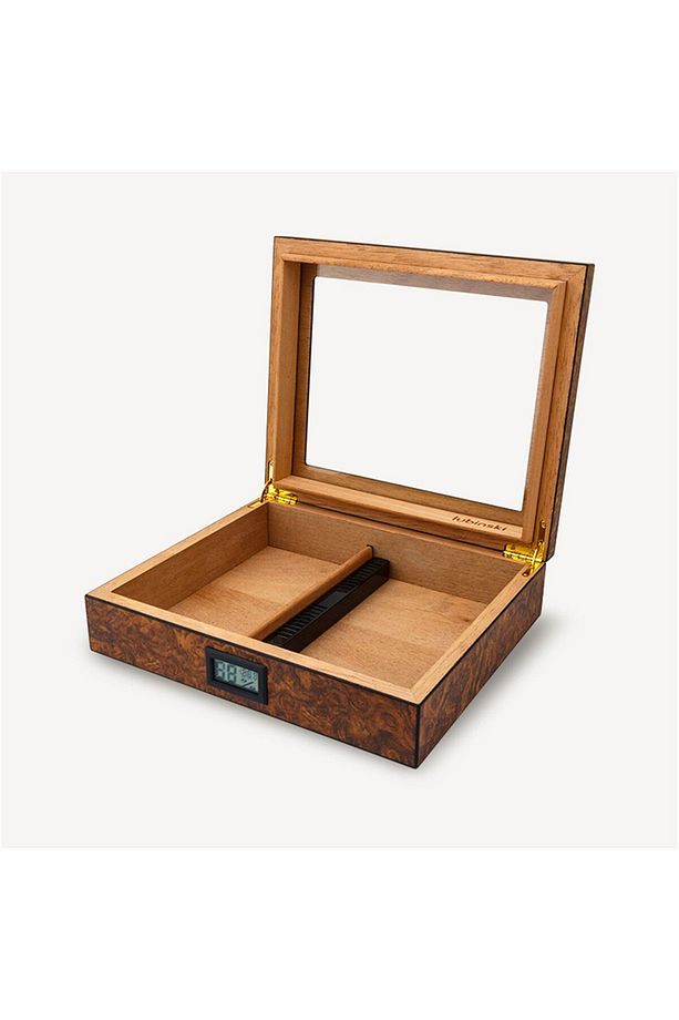 Cedar Basic Camlı Puro Kutusu Humidor Slim Dijital Kahve 15s - 2