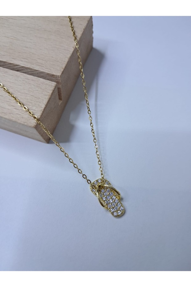 Terlik model çelik gold kolye - 8