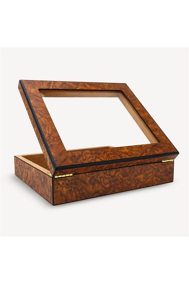 Cedar Basic Camlı Puro Kutusu Humidor Slim Dijital Kahve 15s - 5