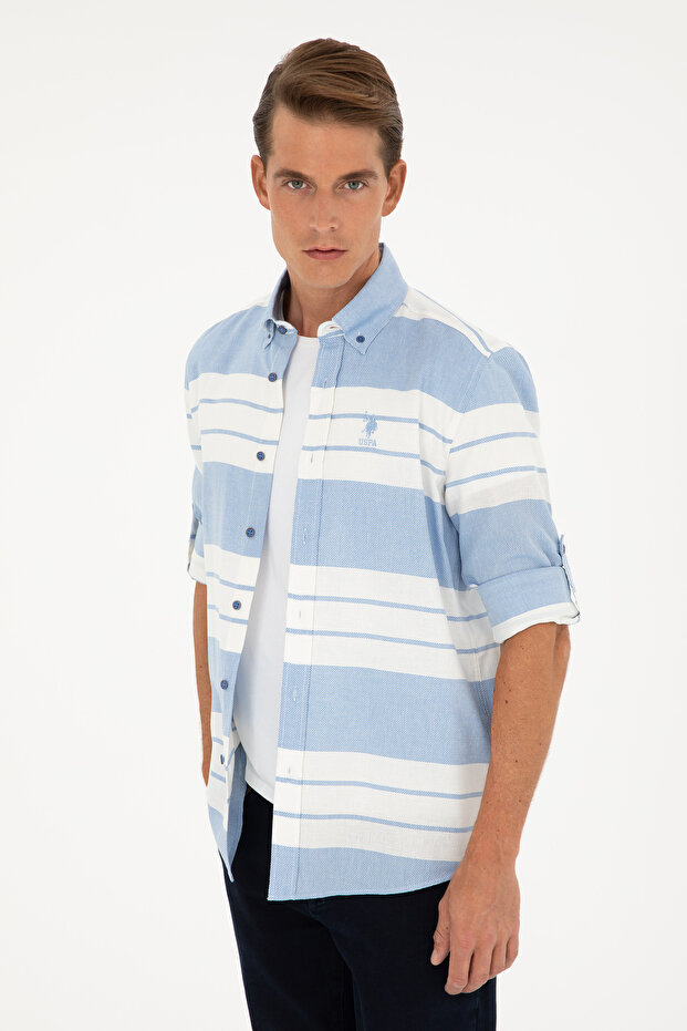 Men's Cobalt Blue Long Sleeve Shirt 50283760-Vr045