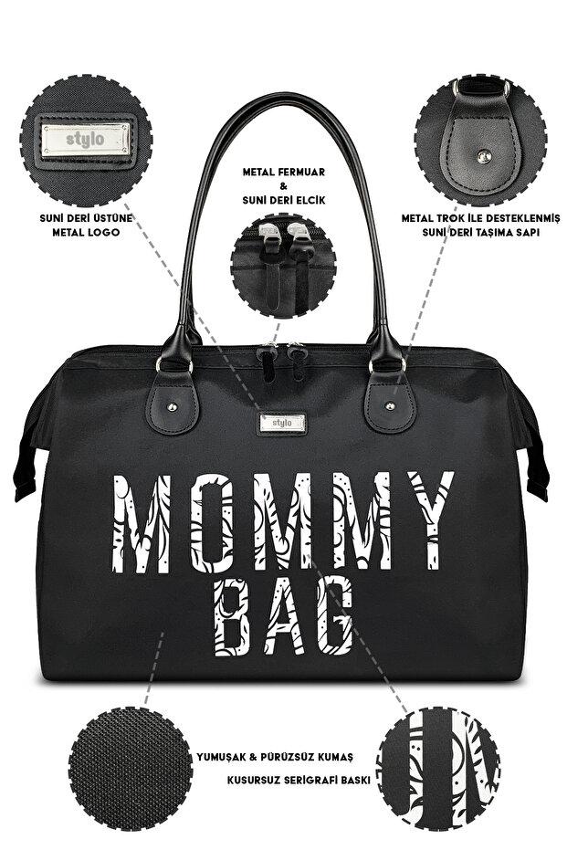 X Pro Mommy Bag Siyah Anne Bebek Bakım Kadın Çantası - 3