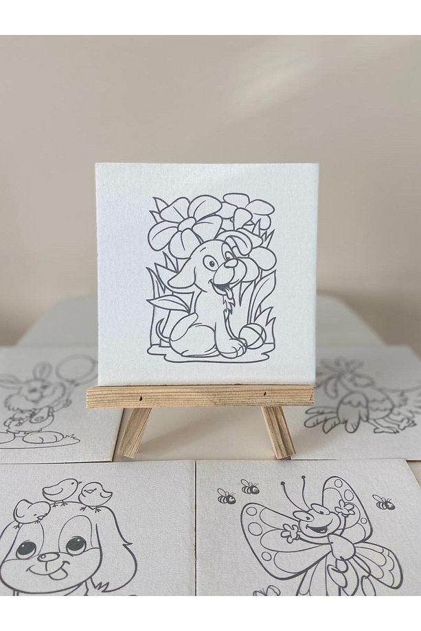 Şövaleli 6'lı Boyama Seti – 15x15 cm Resimli Boyama Seti - 3