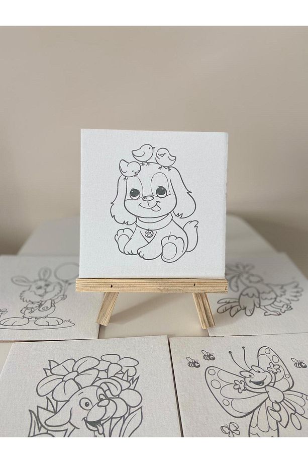 Şövaleli 6'lı Boyama Seti – 15x15 cm Resimli Boyama Seti - 2