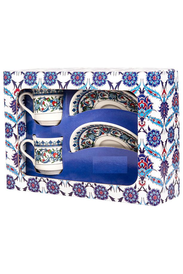 Kahve Fincanı Topkapı Çini Işlemeli 2 Kişilik Porselen Fincan Kahve Fincanı Porselen Set Of 2 Adet - 4