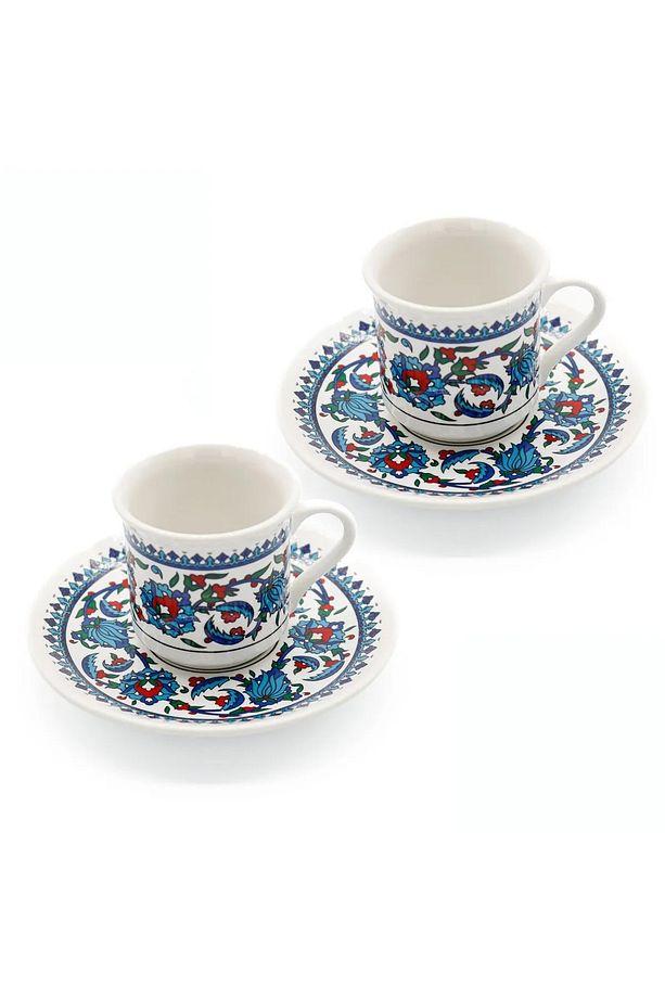 Kahve Fincanı Topkapı Çini Işlemeli 2 Kişilik Porselen Fincan Kahve Fincanı Porselen Set Of 2 Adet - 1