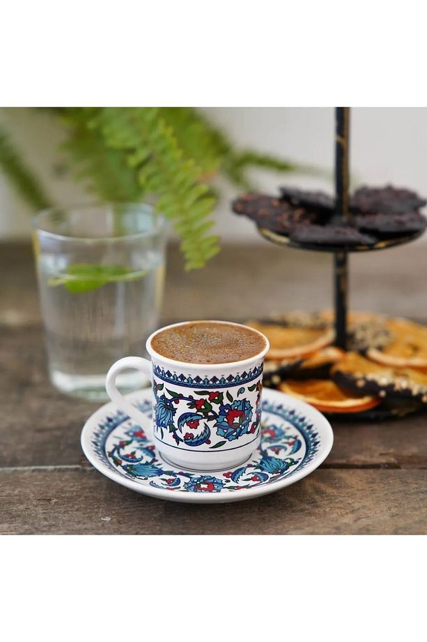 Kahve Fincanı Topkapı Çini Işlemeli 2 Kişilik Porselen Fincan Kahve Fincanı Porselen Set Of 2 Adet - 3