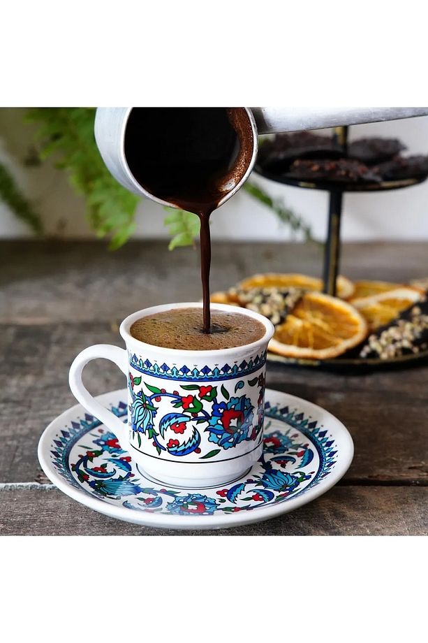 Kahve Fincanı Topkapı Çini Işlemeli 2 Kişilik Porselen Fincan Kahve Fincanı Porselen Set Of 2 Adet - 2
