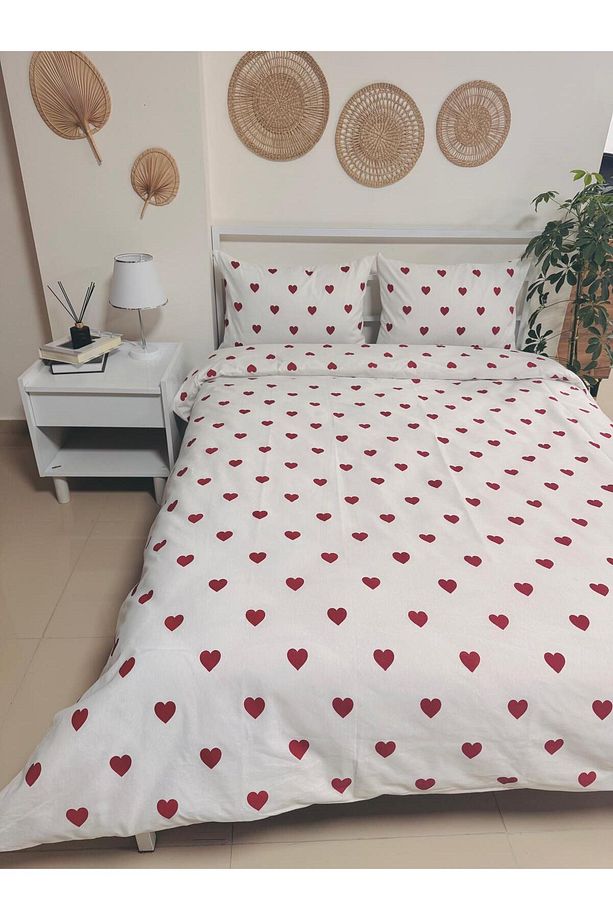 çift kişilik kalp desenli nevresim seti - 4