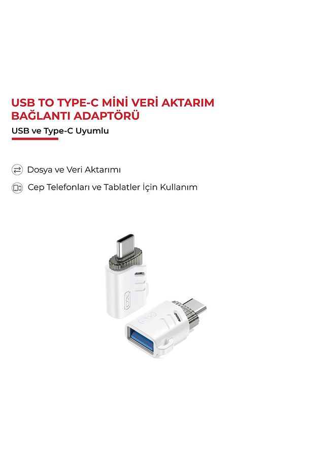 USB-A to Type-C Mini OTG Adaptör - Yüksek Hızlı Veri Aktarımı, USB 3.0, Tak ve Çalıştır - 2