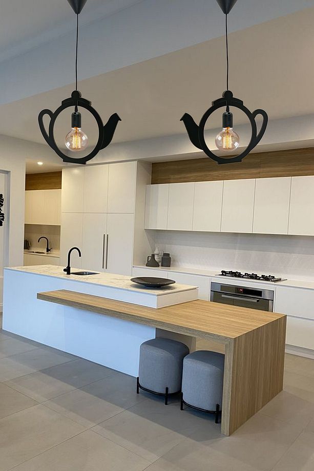 Kettle Çaydanlık Sarkıt Avize Modern Tekli Avize Retro Mutfak Cafe Otel Restaurant Tavan Lamba Çaycı - 6