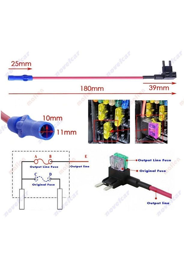 Mini Sigorta Ekleme Kablo Fuse Tap 7x Sigorta Hediye-s1852 - 4