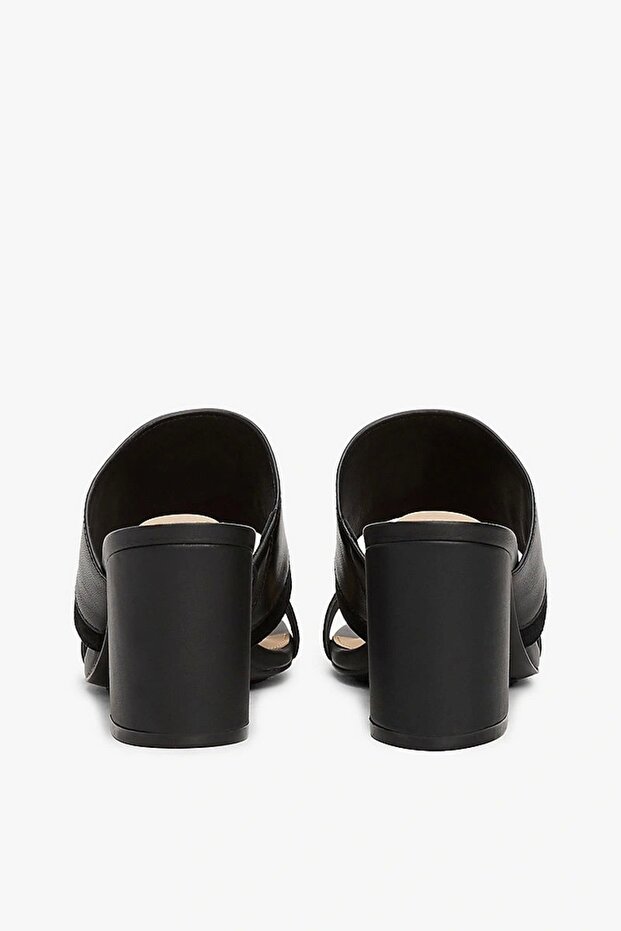 LEATHER & SUEDE BLOCK HEEL MULE Kadın siyah Terlik FW0FW08530BDS - 5