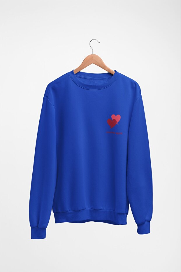 Women'S/Girls Long Sleeve Two Hearts Transfer Printed Crew Neck Sweatshirt