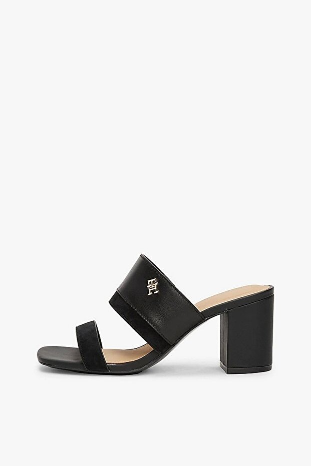 LEATHER & SUEDE BLOCK HEEL MULE Kadın siyah Terlik FW0FW08530BDS - 3