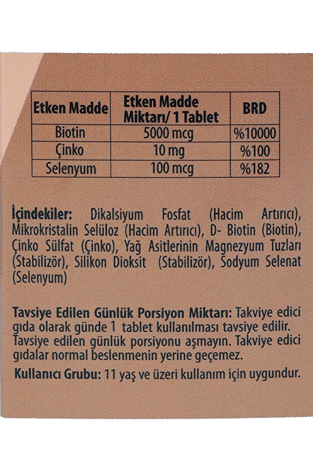 Biotin 5000 Mcg ( Saç, Tırnak Vitamini)- 60 Tablet - 3
