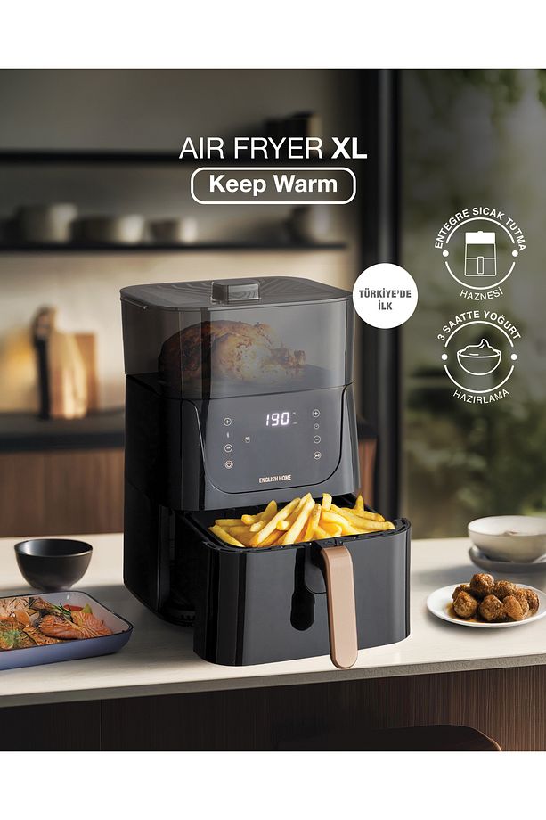 AIF 2030 XL Sıcak Tutma Hazneli Air Fryer 1500W Siyah-Bakır - 1