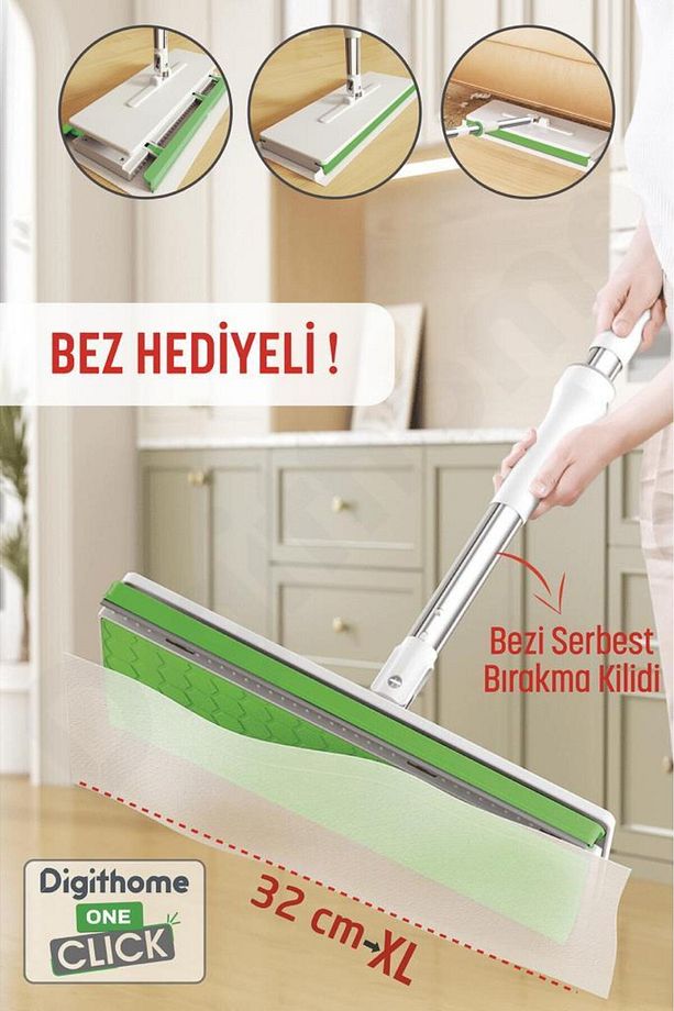 One Click Akıllı Mop Paleti Xl 32cm Mop El Değmeden Islak Havlu Ve Bez Kullan At Ot - 6