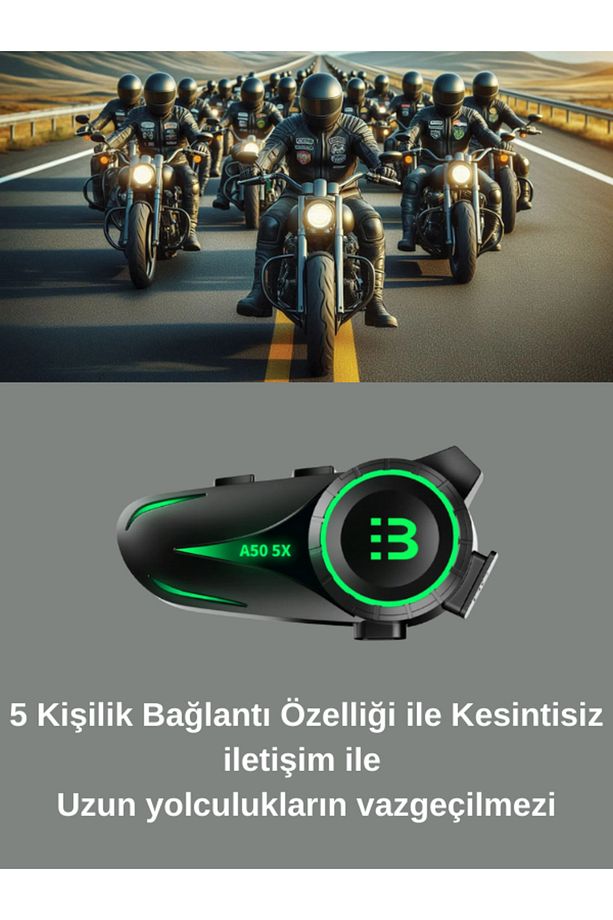 A50-5x Bluetooth V5.3 Motosiklet Kask Kulaklık Rgb İntercom Telsiz Seti Uyumlu - 3