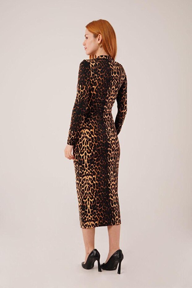 فستان طويل بنقشة الفهد - 1