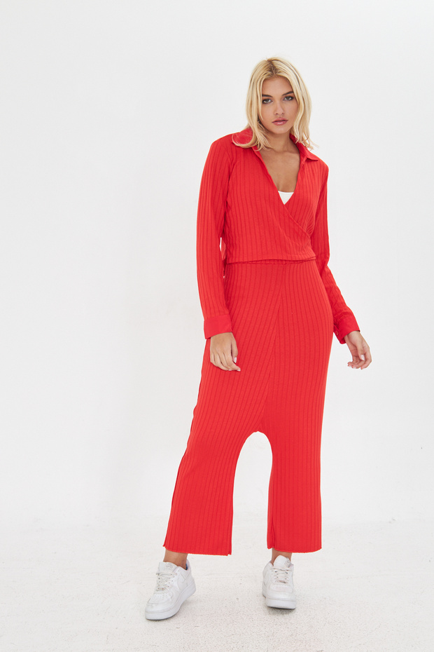 Set dublu Shalwar roșu boem