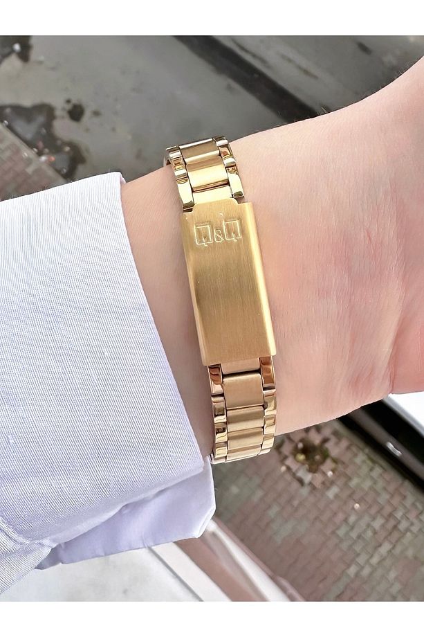 Kadın Altın Gümüş Metal Kordon Minimal Vintage Çizgili Göstergeli Beyaz Kadran Analog Kol Saati - 3