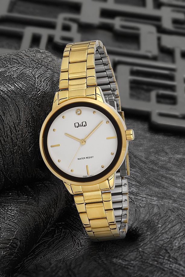 Kadın Altın Gümüş Metal Kordon Minimal Vintage Çizgili Göstergeli Beyaz Kadran Analog Kol Saati - 4