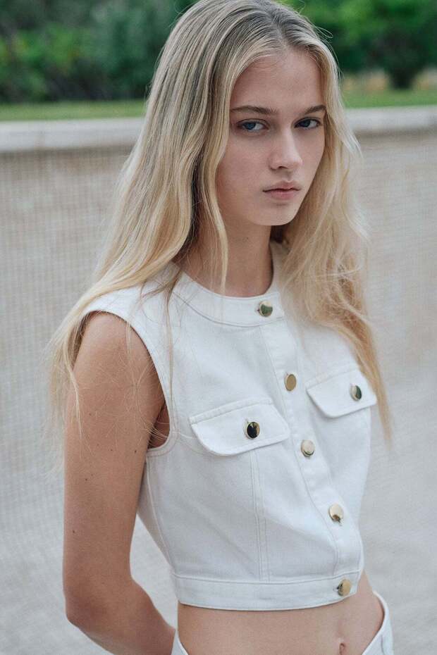 Cropped denim top - 4