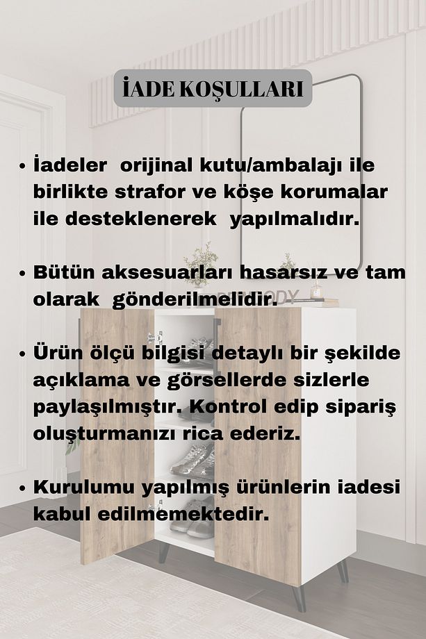 Ayakkabılık 4 Bölmeli Kulplu Ayakkabılık Çok Amaçlı Dolap - 5
