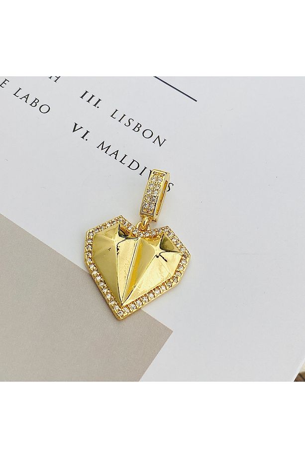 Ajda Charm Ajda Bilezik Charmı Zirkon Taşlı Kalp3 Model Gold - 5