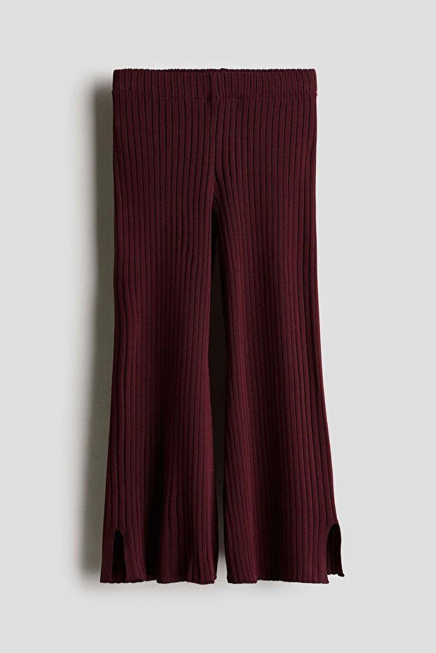 Flared rib-knit trousers
