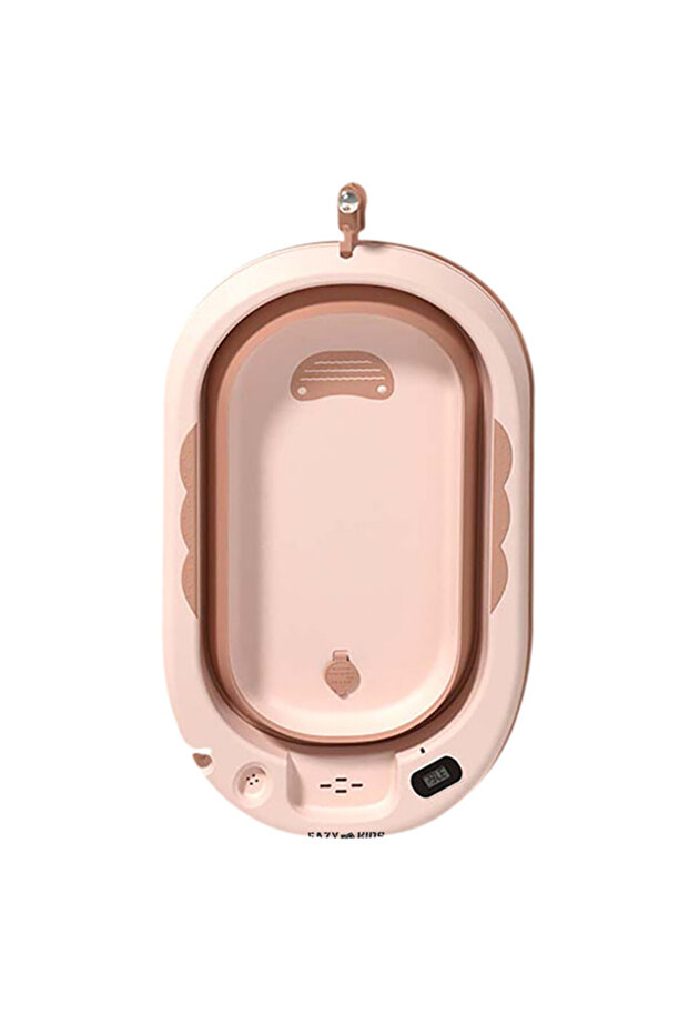 Foldable Bathtub w/ Thermometer & Baby Head Shampoo Wash Rinse Mug - Orange