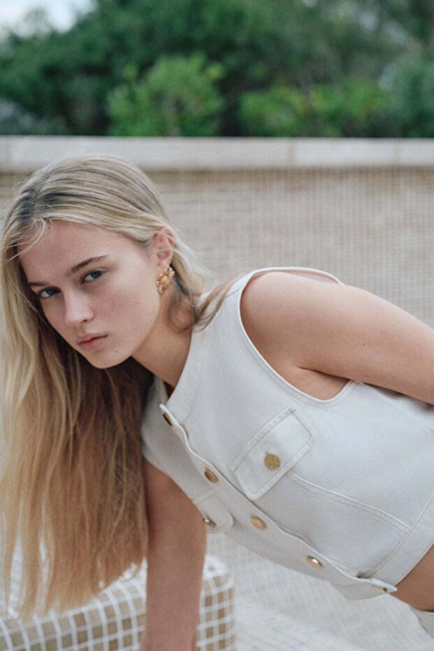 Cropped denim top - 5