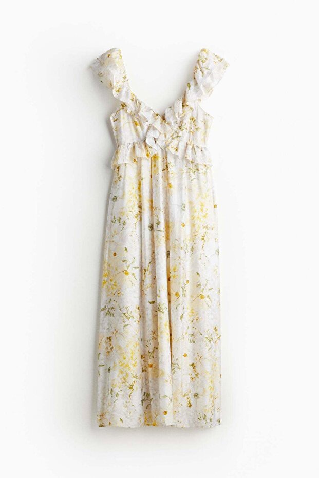Frill-trimmed midi dress