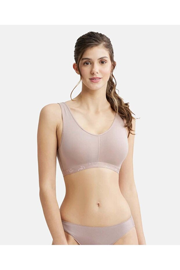 Essense Seamless Wirefree Slip-on Sleep Bra with Removable Pads ES04-01 Brown