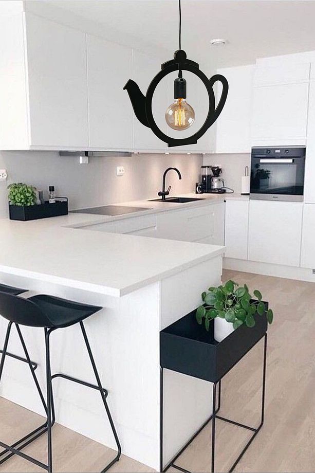 Kettle Çaydanlık Avize Sarkıt Modern Tekli Avize Retro Mutfak Cafe Otel Restaurant Tavan Lamba Çaycı - 5