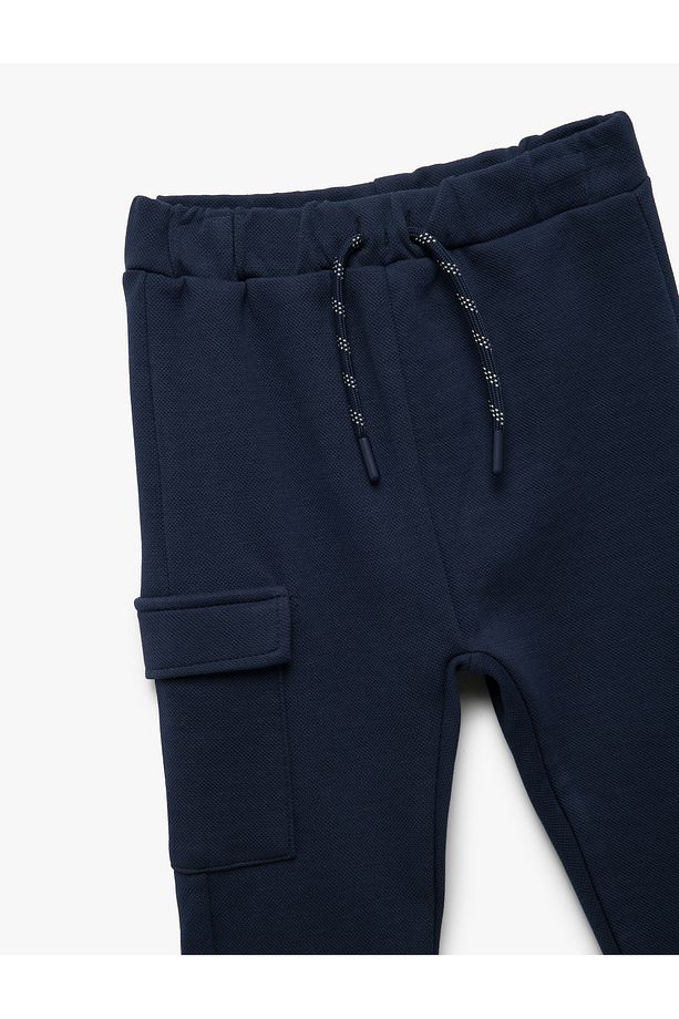 Pamuklu Cep Detaylı Beli Bağcıklı Pantolon Görünümlü Eşofman Altı - 3
