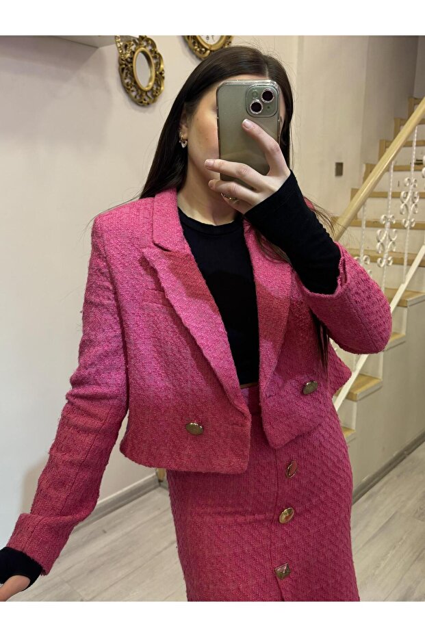 Tüvit Kısa Blazer Ceket