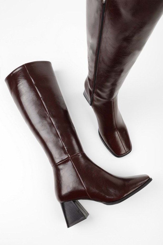 Dámske čižmy Stall Claret Red s tupou špičkou - 3