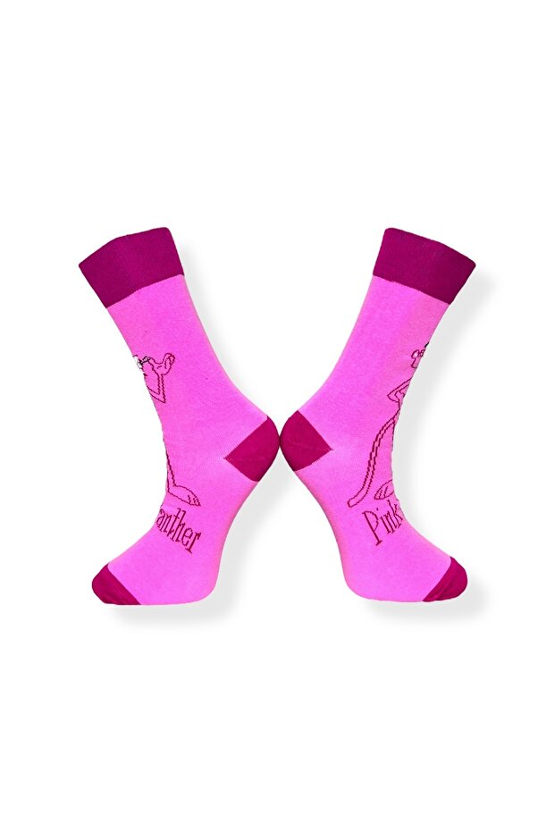 Tekli Unisex Anime Desenli Pembe Renkli Esnek Nem Alabilen Pamuklu Çorap - 2