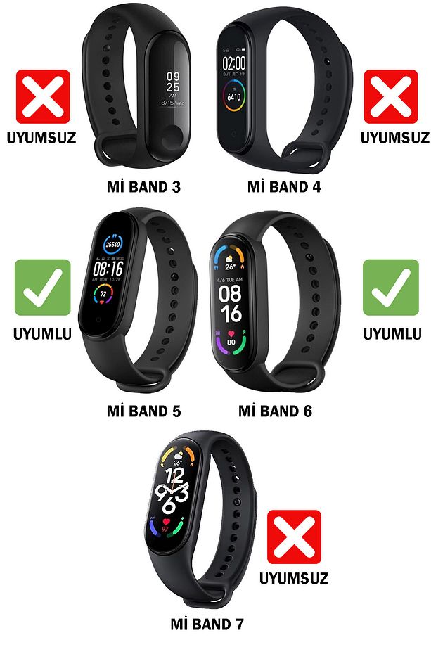 Xiaomi Mi Band 5/6 Uyumlu Loop Desenli Silikon Kordon 2 Adet - 3