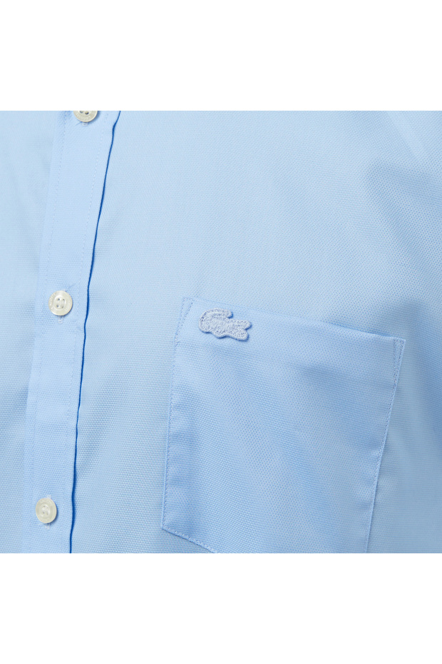 Erkek Regular Fit Düğmeli Yaka Mavi Gömlek - 5