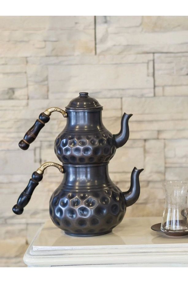 Bakır Çaydanlık Gamzeli Model Oksitli Renk - 2
