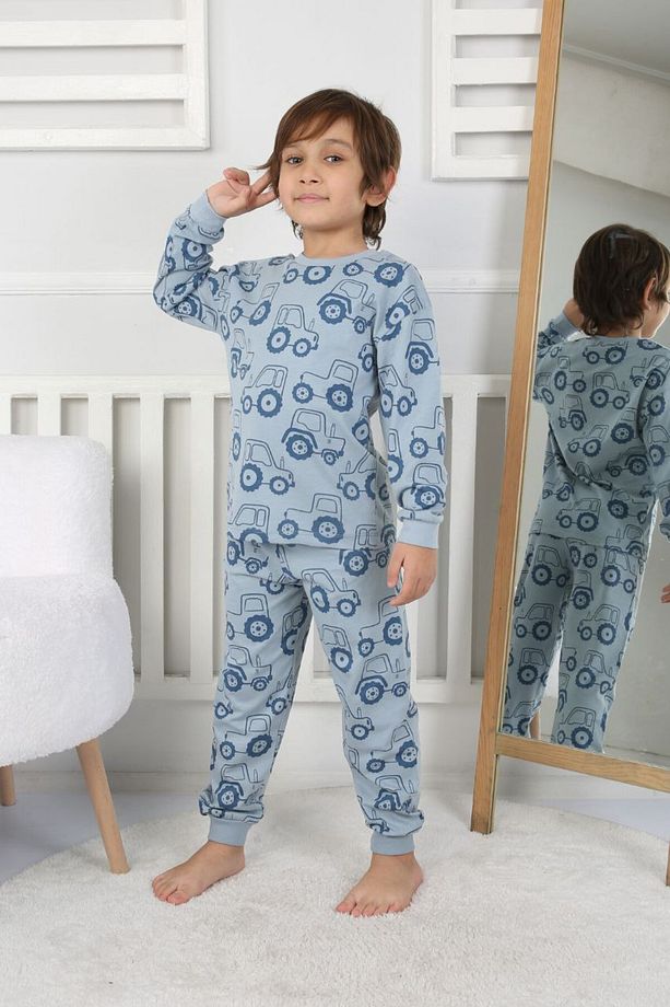Erkek Çocuk %100 Pamuk Süprem Penye Uzun Kollu Pijama Takımı 3.4, 4.5, 5.6, 6.7, 7.8 Yaş - 1