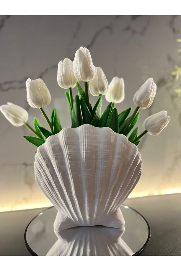 İstiridye Vazo 18 CM (BOYANABİLİR VE ÇİÇEKLER SETE DAHİL DEĞİLDİR) - 3