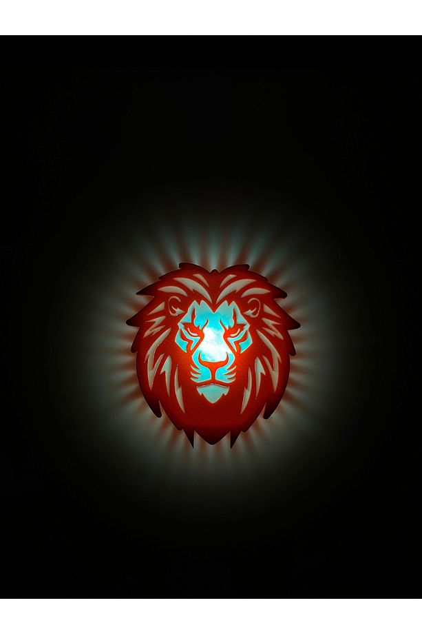 Aslan Dekoratif Gece Lambası Kumandalı RGB Led  Aplik Duvar Lambası (3 Adet İnce Pil İle Çalışır) - 4