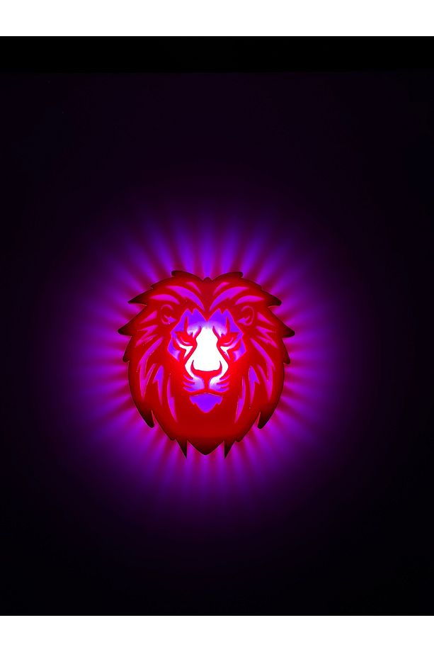 Aslan Dekoratif Gece Lambası Kumandalı RGB Led  Aplik Duvar Lambası (3 Adet İnce Pil İle Çalışır) - 3