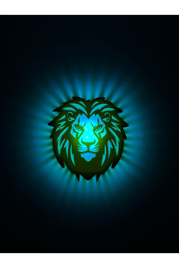 Aslan Dekoratif Gece Lambası Kumandalı RGB Led  Aplik Duvar Lambası (3 Adet İnce Pil İle Çalışır) - 5
