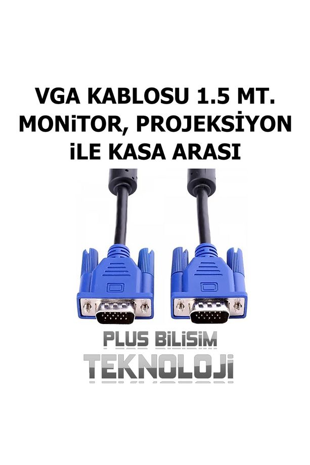 OEM Vga Kablosu Ekran, LCD, Monitor, Projeksiyon, Görüntü Kablosu VGA 1.5 Metre Plus Bilişim - 2