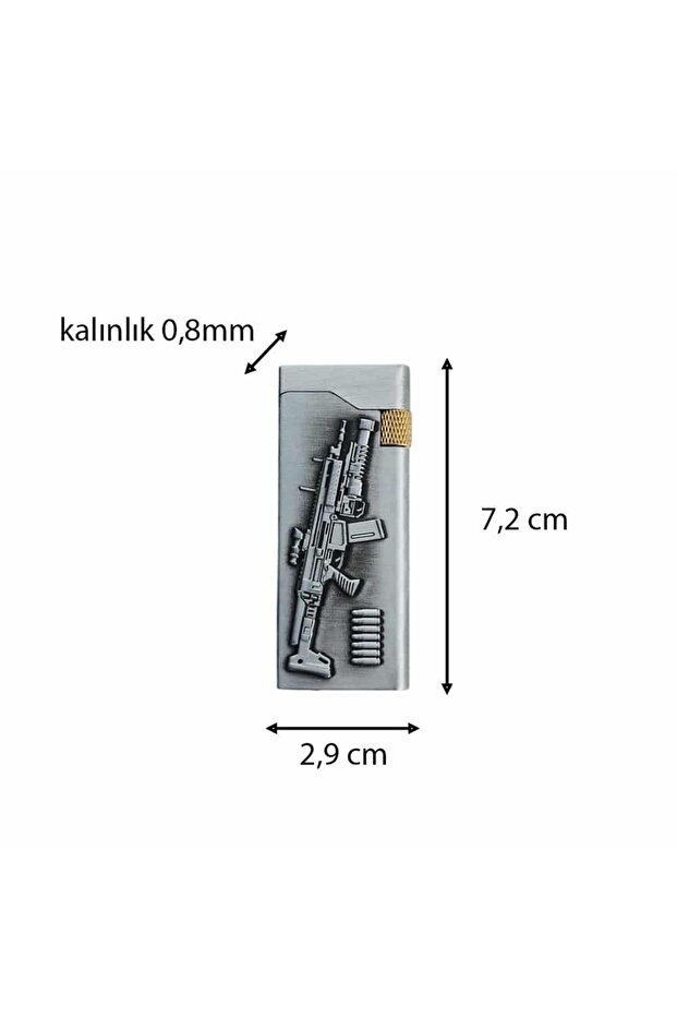 Kendinden Kabartmalı Askeri Tüfek Mermi Tasarımlı Çakmak 1 Adet - 2